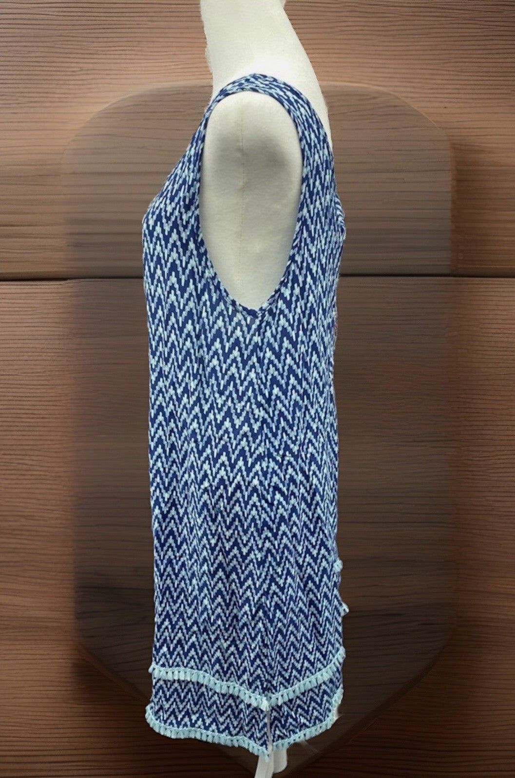 Roudelain Women's Printed Tassel-Trim Tank Nightgown - Slash Geo Size S