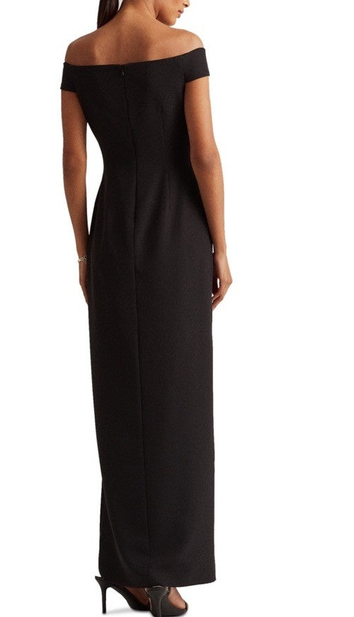 Lauren Ralph Lauren Women's Off-The-Shoulder Column Gown Black Size 14