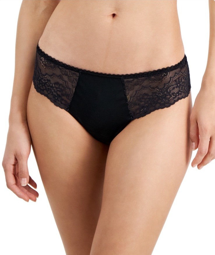 INC International Concepts Satin Micro Thong Panty Black M