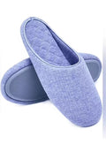 New Charter Club Pointelle Knit Closed-Toe Slippers Blue X-Large 11-12