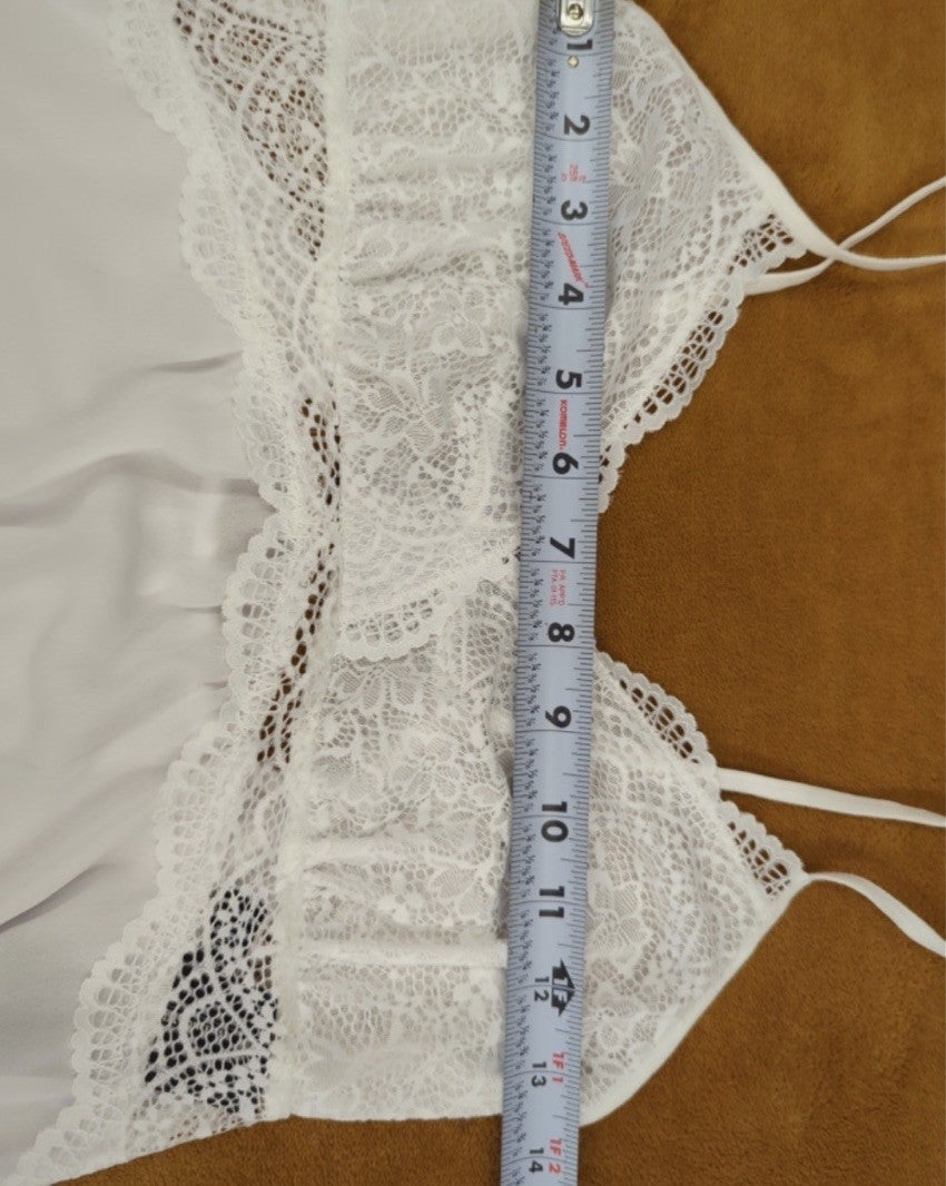 NWD INC Lace & Chiffon Nightgown Lingerie White M