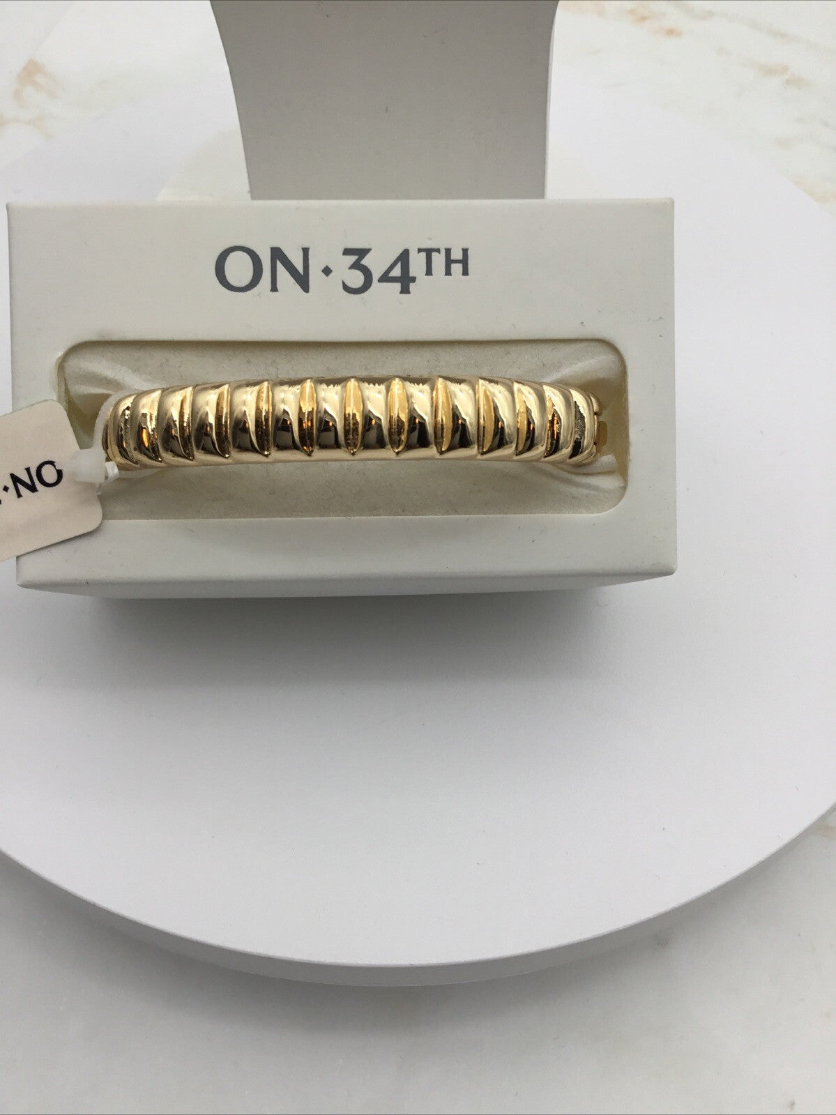 ON 34TH Gold-Tone Thin Textured Bangle Bracelet