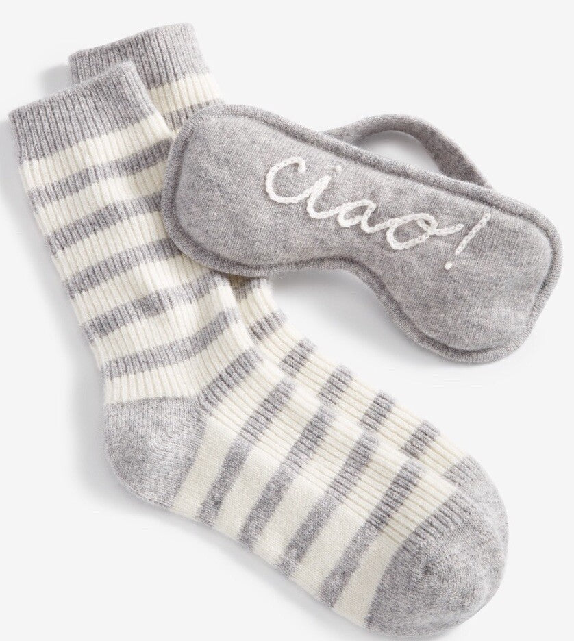 Charter Club Cashmere "Ciao" Sleep Mask + Socks Boxed Gift Set, 