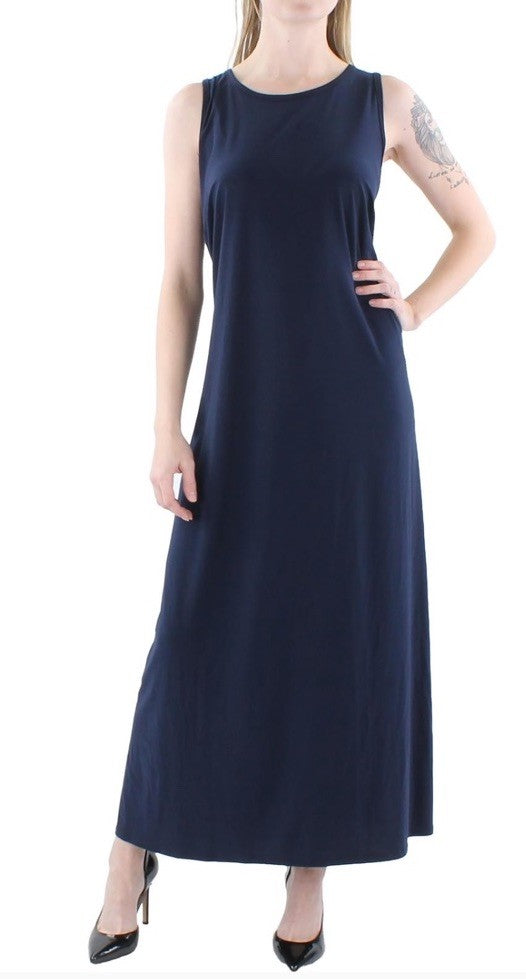 Vince Camuto Women's Blue Sleeveless Round-Neck Back-Keyhole Dress Plus Size 2X