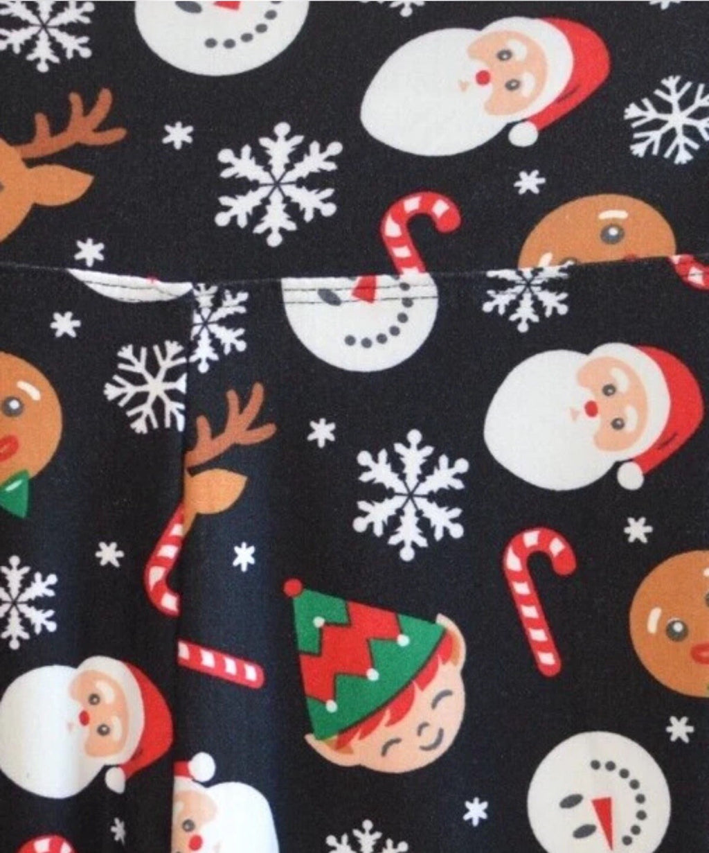 Planet Heart Juniors High Rise Holiday Leggings Santa & Friends Print XS