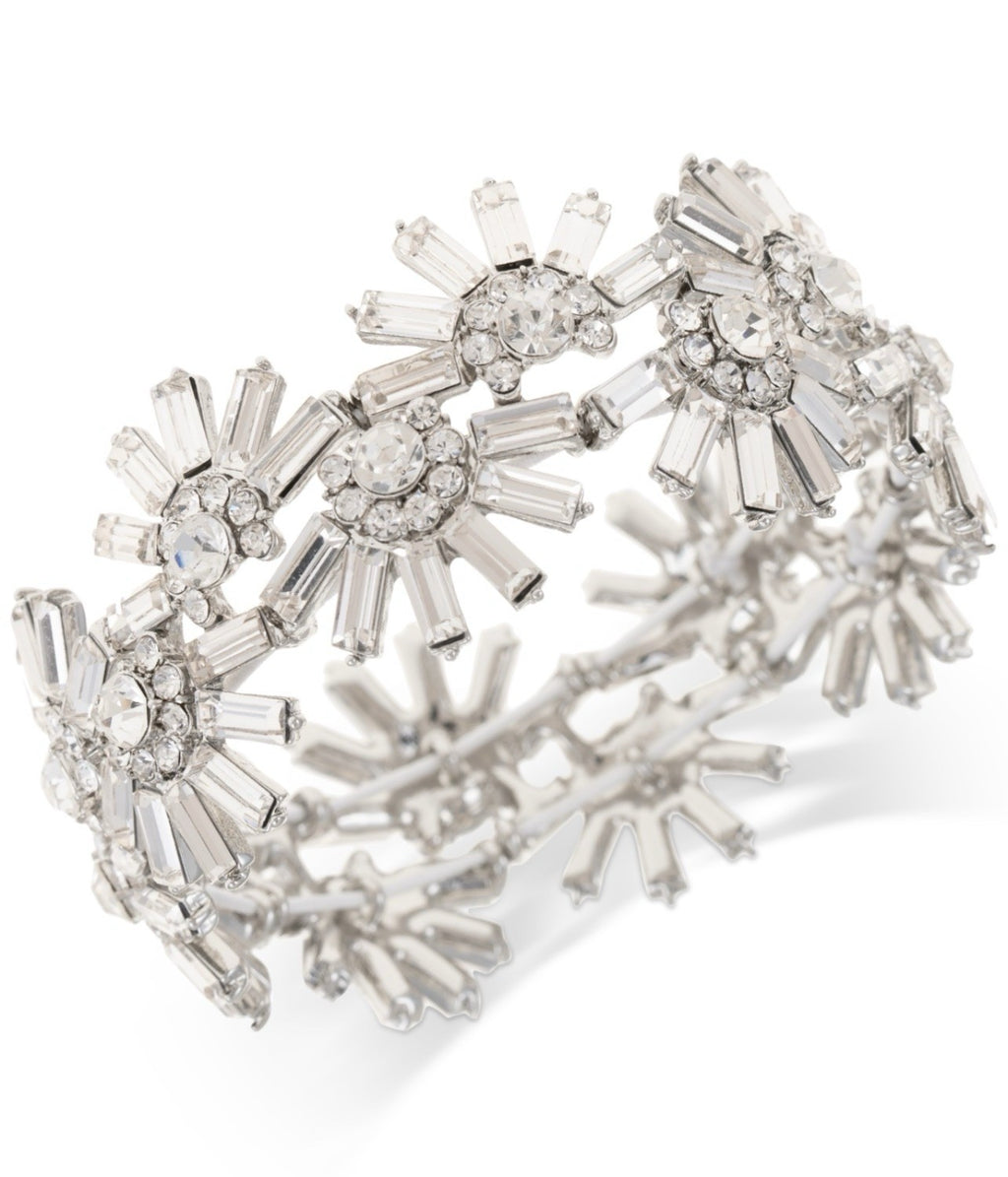 I.N.C. International ConceptsSilver-Tone Mixed Crystal Flower Stretch Bracelet