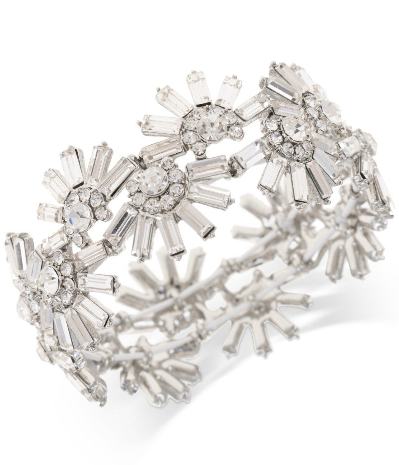 I.N.C. International ConceptsSilver-Tone Mixed Crystal Flower Stretch Bracelet