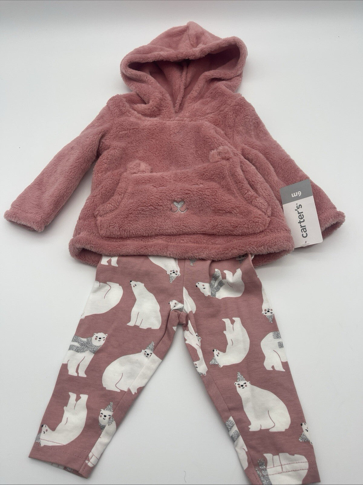 Carter's Girls' 2-Piece Pullover & Legging Set (6- Months Pink/Polar Bear)