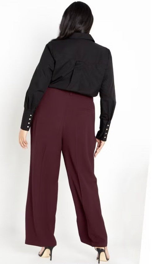 CITY CHIC Trendy Plus Size Audrie Pants Wine Color Size 22
