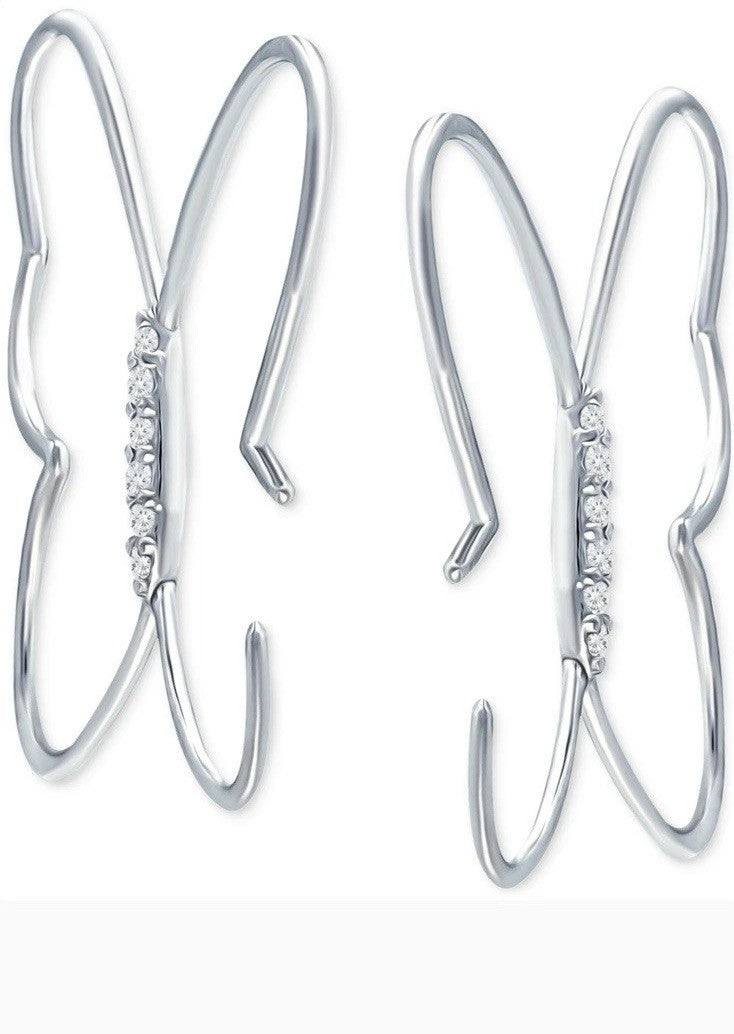 Giani Bernini Cubic Zirconia Butterfly Hoop Earrings, Created for Macy's