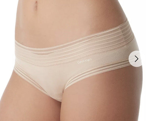 Calvin Klein Striped-Waist Hipster Underwear QD3672 Bare Color L