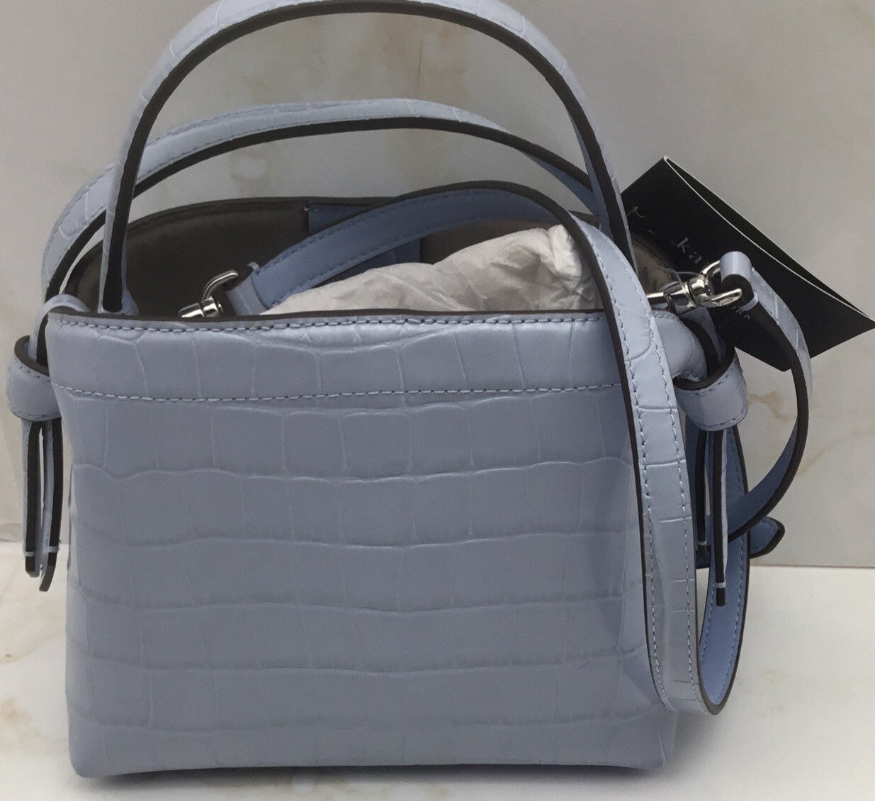 Kate Spade Knott Croc-embossed Mini Crossbody Tote ~NWT~ Blue