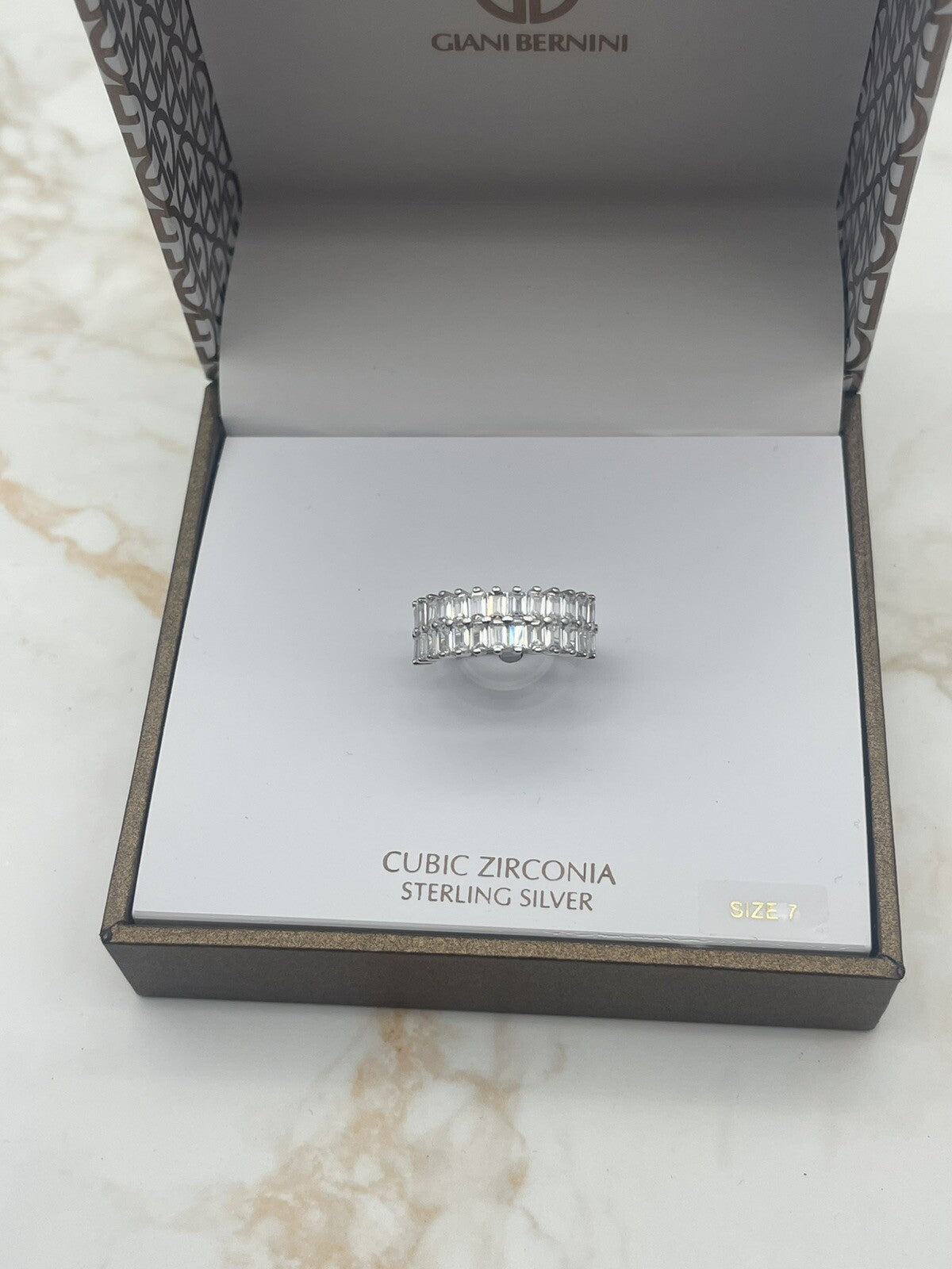 Giani Bernini Sterling Silver Cubic Zirconia Baguette Statement Ring Sz 7 $85