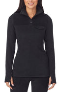 Cuddl Duds Fleecewear Long-Sleeve Collared Top Black L
