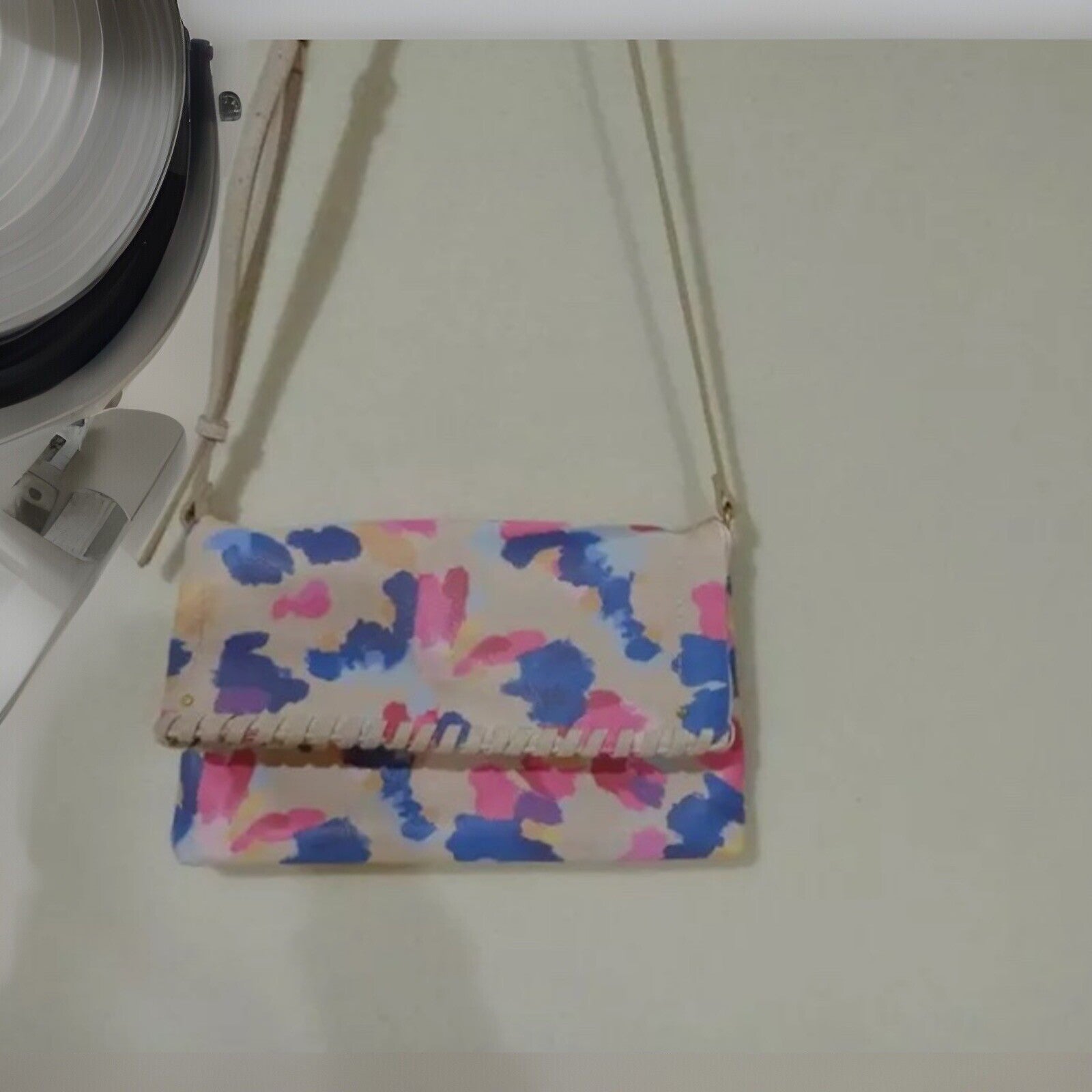 Style&Co. Cross Body Pink/Blue “Brush Strokes” Print Purse Bag-Faux Leather-Ligh