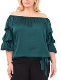 Vince Camuto Plus Size Bubble-Sleeve Off-The-Shoulder Blouse 3X Deep Forest 