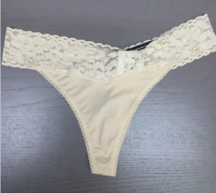 I.N.C. International Concepts Women's Lace-Trim Thong Underwear Almond Latte L