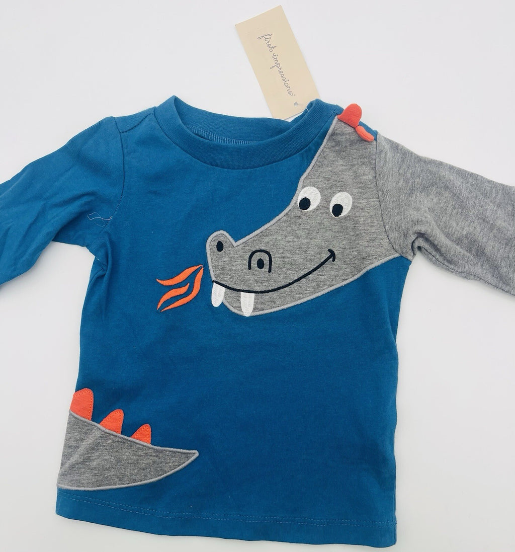 First Impressions Baby Boy's Dragon T-Shirt Blue Size 3-6Months