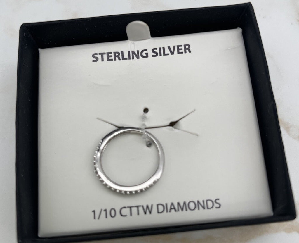 R.h.Macy & Co Sterling Silver 1/10 Cttw Diamonds Women’s Band Ring 