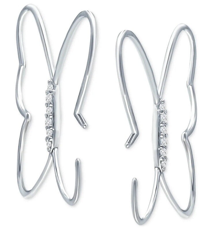 Giani Bernini Cubic Zirconia Butterfly Hoop Earrings, Created for Macy's