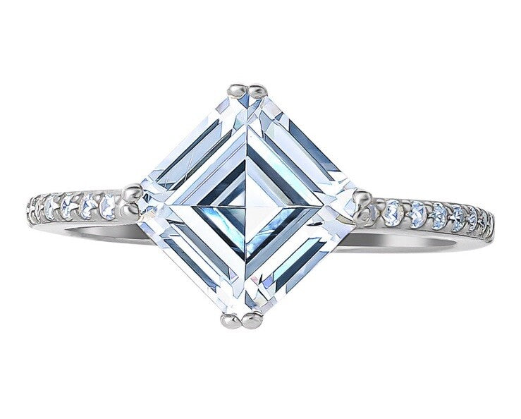 Giani Bernini Cubic Zirconia Asscher Cut Solitaire Ring Sterling Silver 