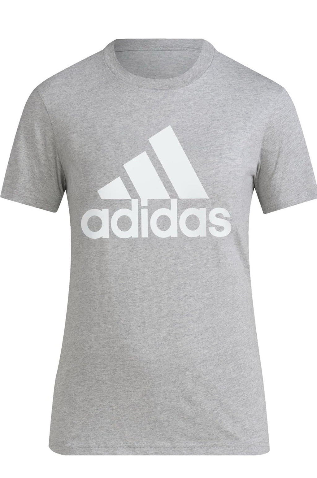 Adidas Women's Essentials Logo Tee, Medium Grey Heather/White