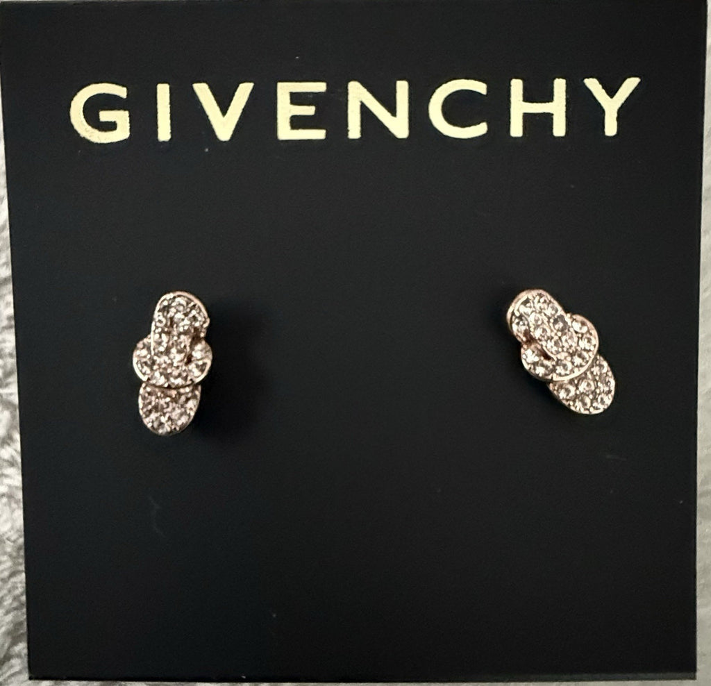 GIVENCHY Gold Tone Pavé Crystal Knot Stud Earrings NWT