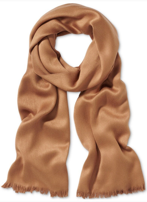 Calvin Klein Solid Satin-Feel Pashmina Scarf Women's One Size Luggage