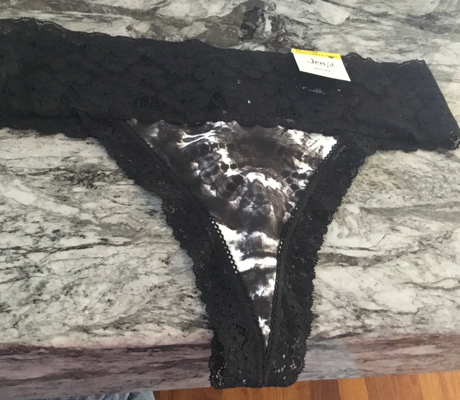 Jenni Women's Lace-Trim Thong Underwear,Pinwheel Tiedye, Medium