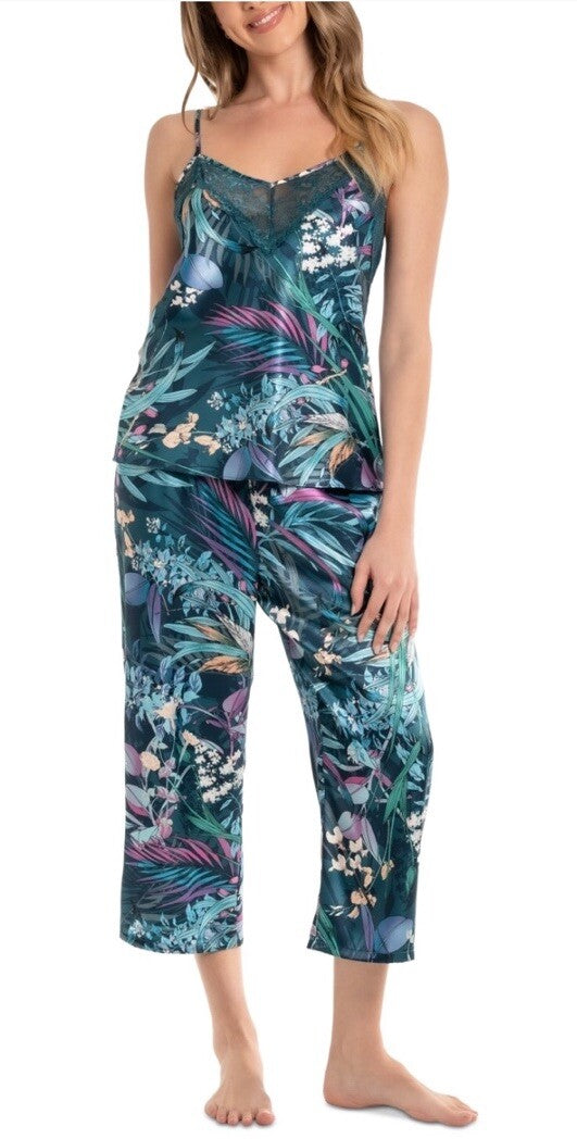 Linea Donatella Womens 2 Pc Botanical Pajama Pants Set Size Small