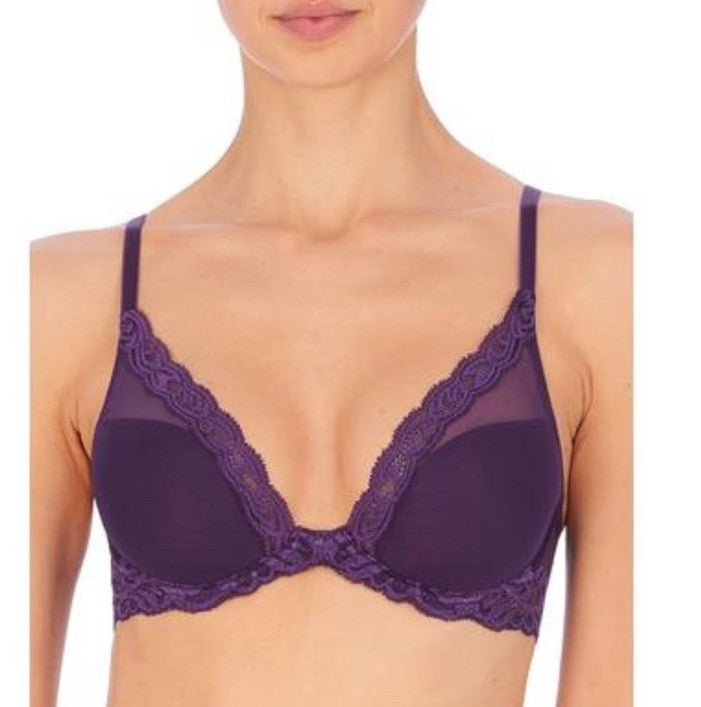 Natori Women's Feathers Lace Contour Underwire Plunge Bra Allium Color 34 DDD