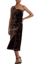 Lauren Ralph Lauren Women's One-Shoulder Velvet Dress Orange 2