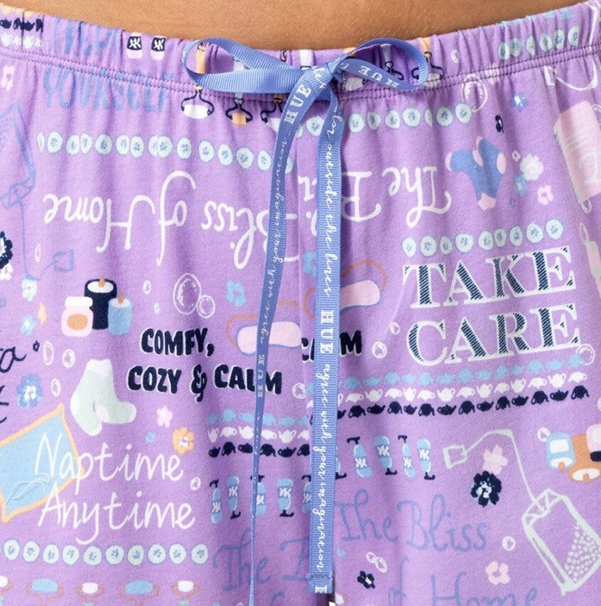 HUE Self Care Mantras PJ Capri - Bougainvillea (Purple Multi)  - SZ S