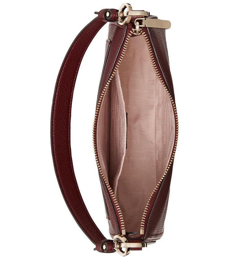 Kate Spade New York Hudson Pebbled Leather Crossbody Burgundy Bag