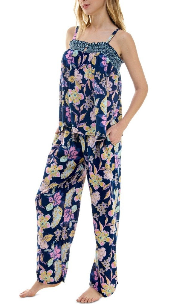 Roudelain Women's 2-Pc Smocked Swing Cami & Pants Pajamas Set - Rain Forest, L