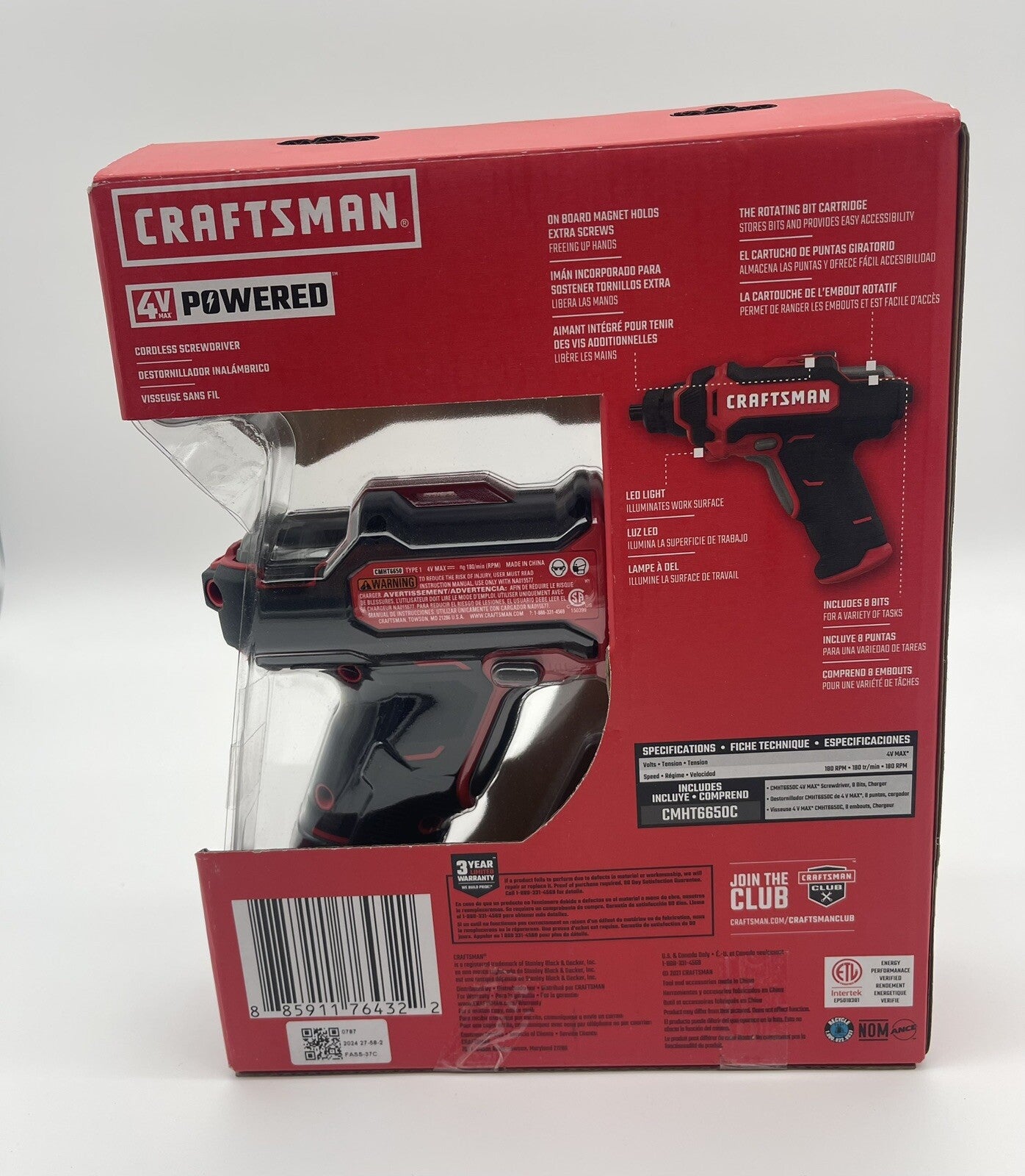 CRAFTSMAN Cordless Screwdriver 4V Power Battery, Charger, driving Bits CMHT6650C