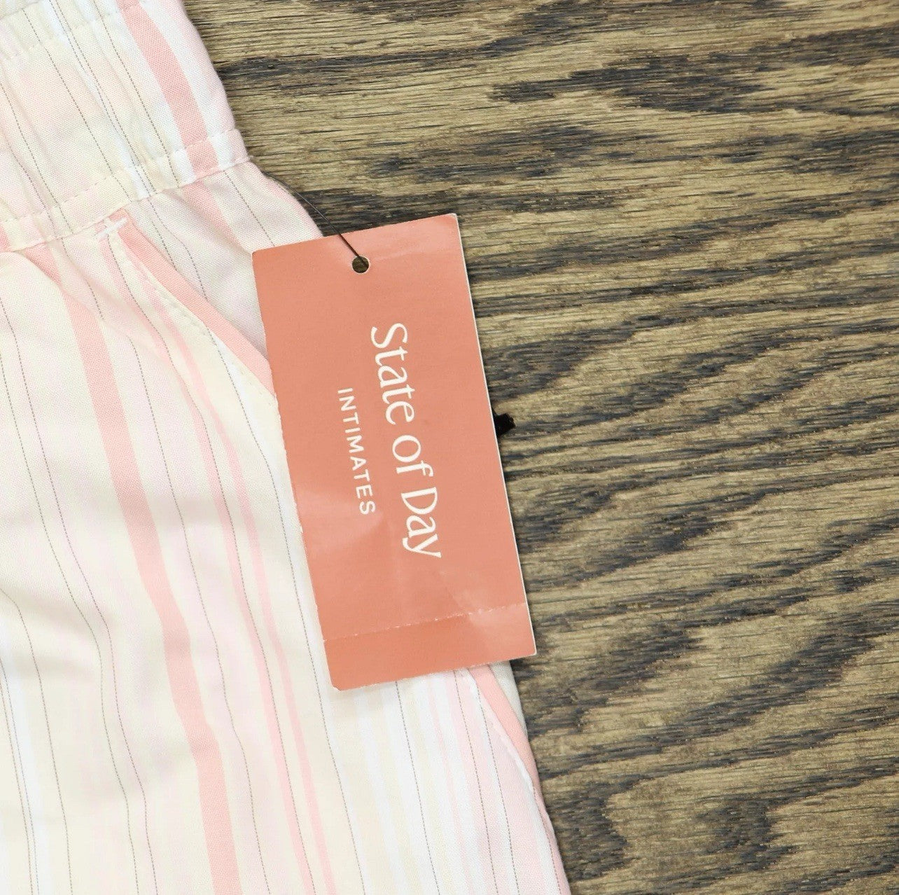 State Of Day Womens Striped Poplin Boxer Sleep Shorts 100185746MS Pink Stripe S