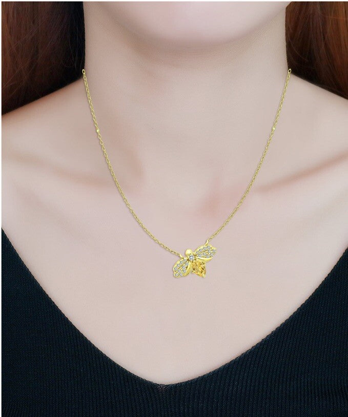 Giani Bernini Cubic Zirconia Bee Pendant Necklace in 18k Gold-Plated Sterling
