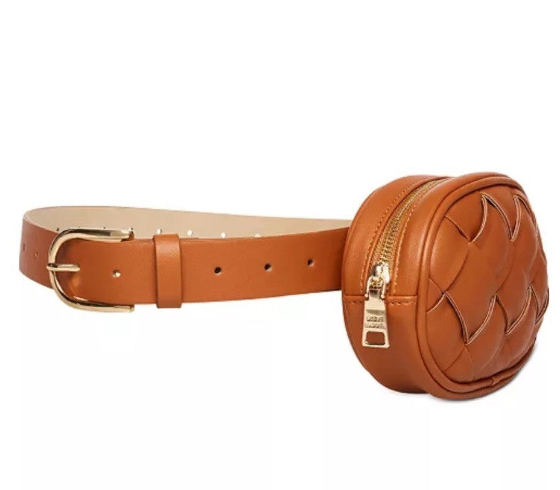 Steve Madden Women's Brown Basket-weave Quilted Belt Bag - Size S