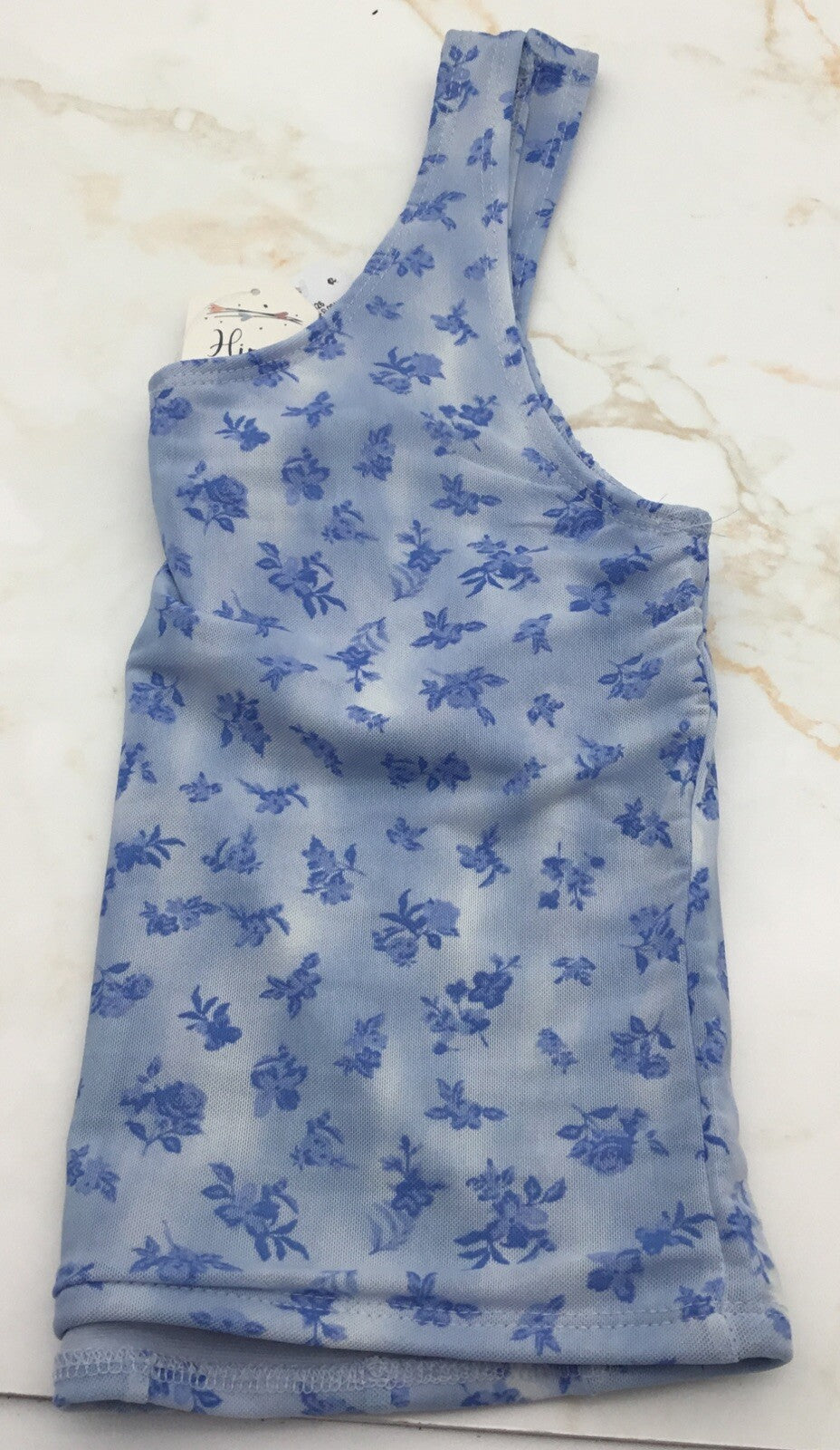 Hippie Rose Juniors' Mesh Corset Tank - Blue Floral Size M