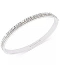 Givenchy Womens Silver Tone Crystal Hinged Bangle Bracelet Pave Rhinestone Logo