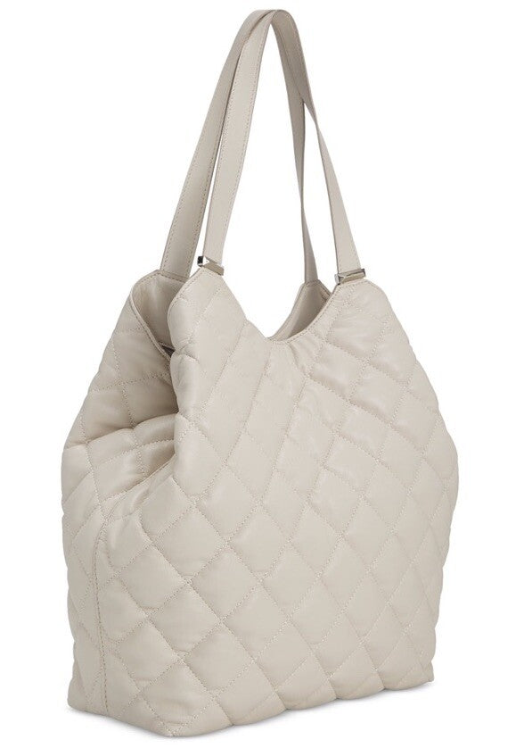 INC Andria quilted faux-leather women's XL tote bag - Bone/ White