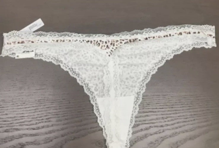 Jenni Women's Lace-Trim Thong Pink Leo XXXL