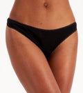 Charter Club Everyday Cotton Women's Lace-Trim Thong Black XL