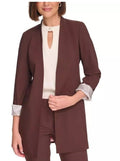 $150 Calvin Klein Women's Brown Collared Open-Front Blazer Jacket Size Petite 2P