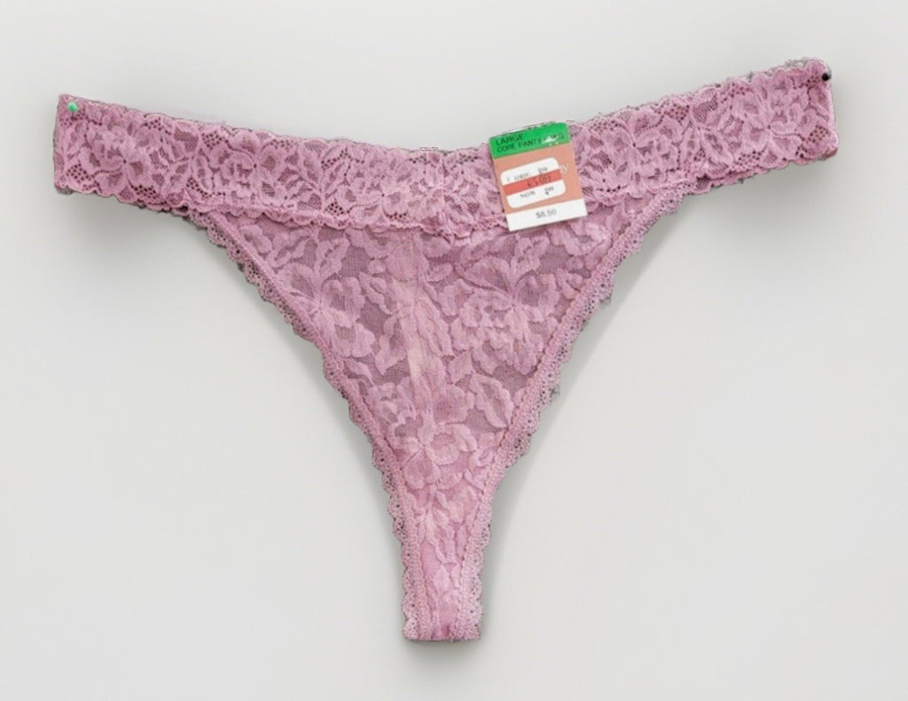 State of Day Women's Lace Thong Underwear Small Mauve Orchid 