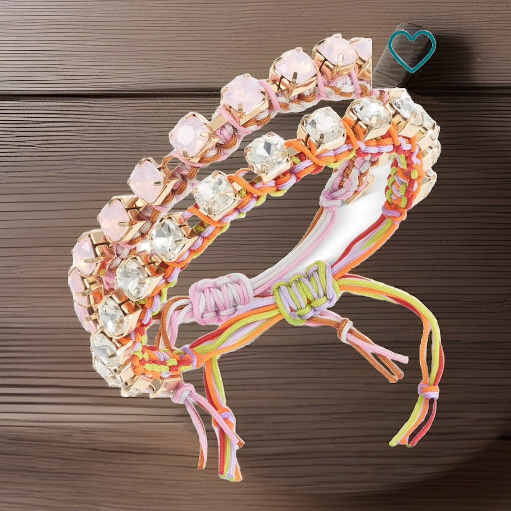 On 34th Gold-Tone 2-Pc. Set Color Crystal Cord Slider Bracelet 