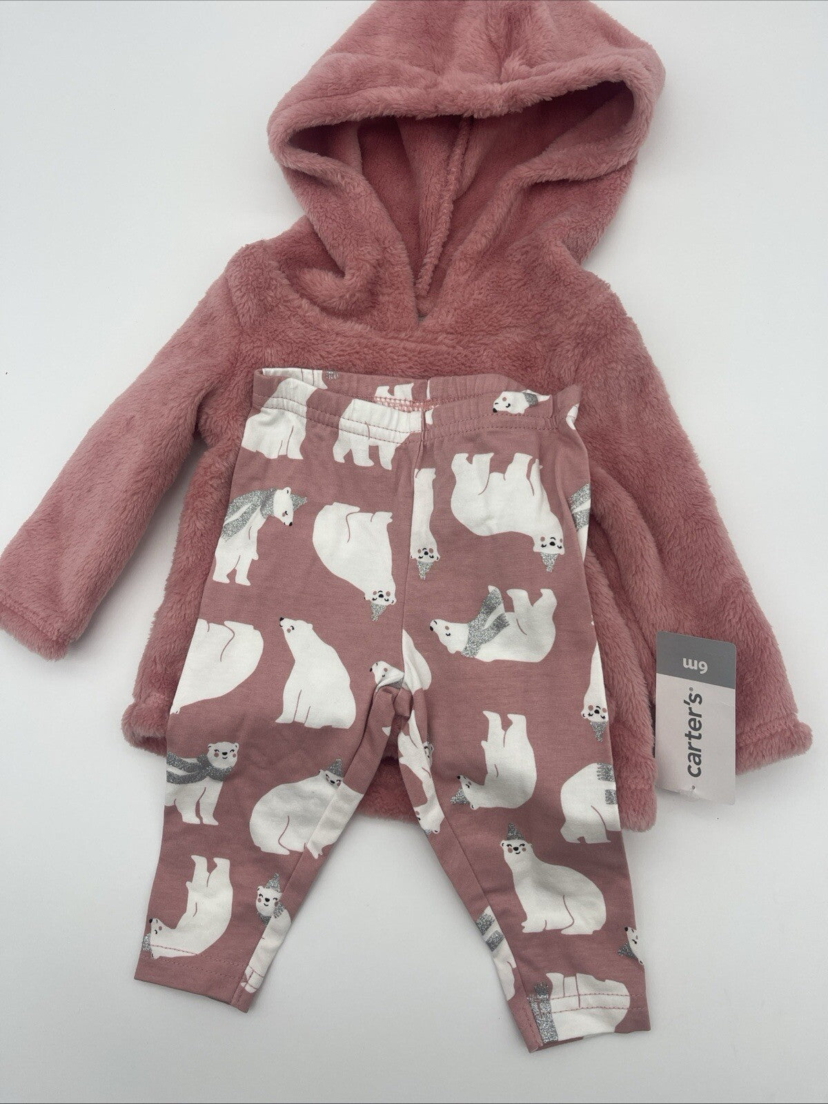 Carter's Girls' 2-Piece Pullover & Legging Set (6- Months Pink/Polar Bear)