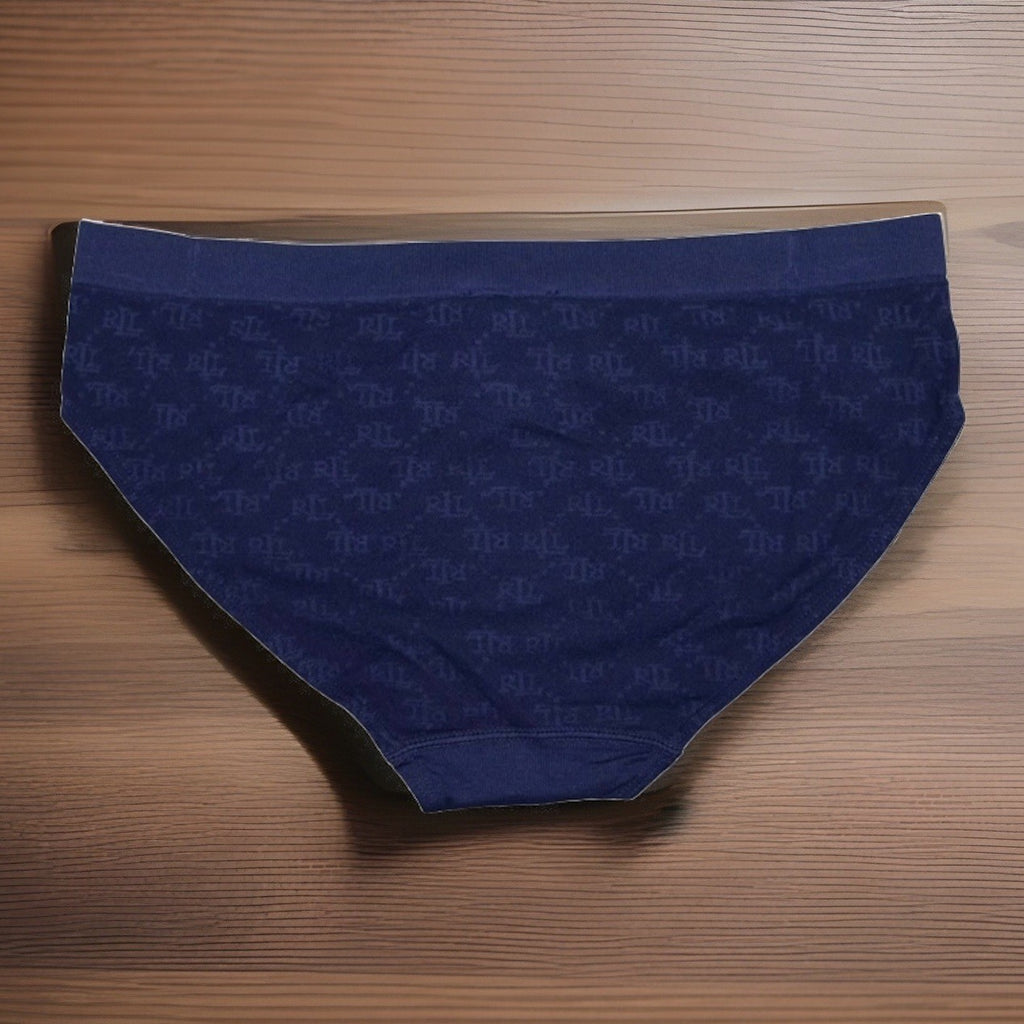 Ralph Lauren Women's Monogram Mesh Jacquard Bikini Brief Underwear Navy S
