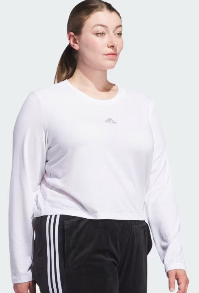 Women's adidas Y2K Glam Sportswear Long Sleeve T-Shirt Color: White Size Small 
